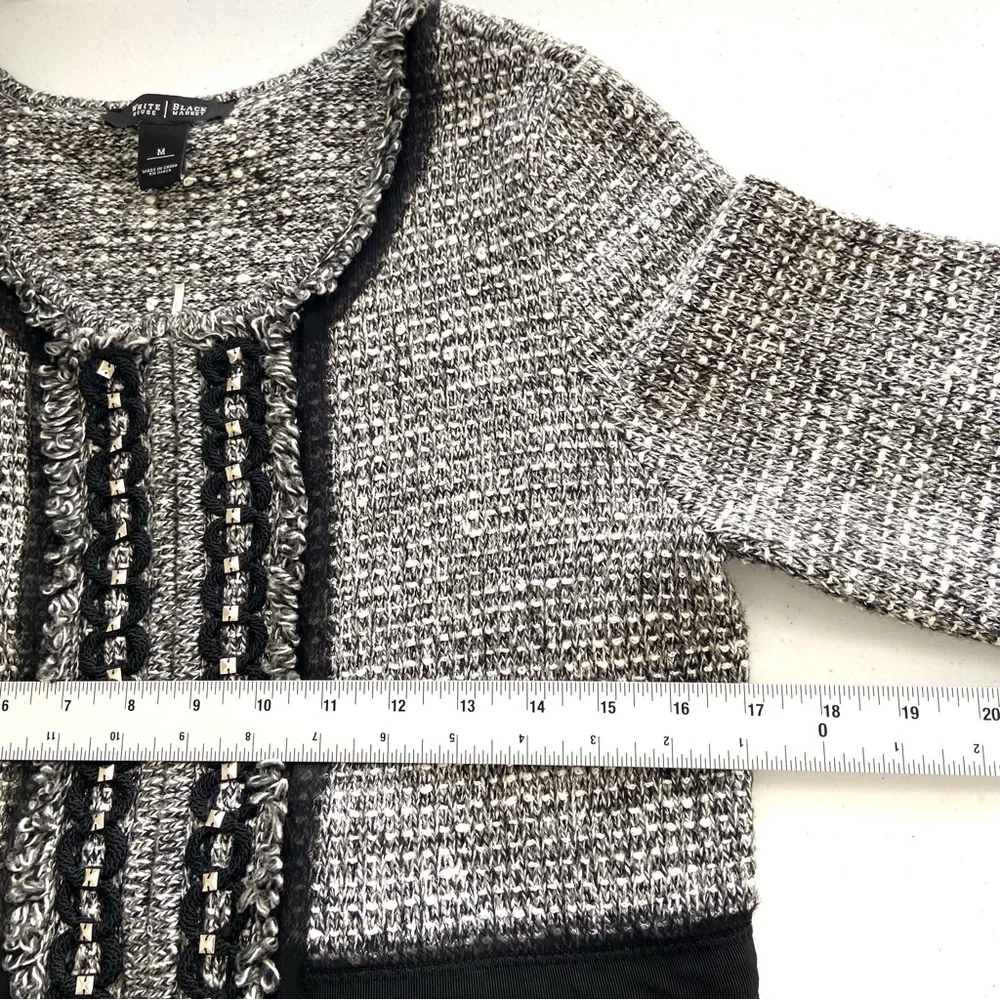 White House Black Market Jacket‎ Women’s Medium Black/White Full Zip Tweed.
